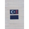 siyah zemin beyaz kirmizi nakis islemeli eski turkce turk yazili arma patch pec