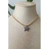 yildiz tasarim kalin gold top zincirli altin renkli kaliteli paslanmaz celik kolye stainless stell