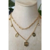 yonca tasarim ince gold cift zincirli tasli altin renkli kaliteli paslanmaz celik kolye stainless stell
