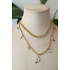 yunuslar tasarim ince gold cift zincirli tasli altin renkli kaliteli paslanmaz celik kolye stainless stell