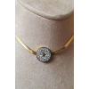 yuvarlak tasarim ince gold italyan zincirli altin renkli zirkon tasli kaliteli paslanmaz celik kolye stainless stell
