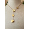 yuvarlak tasarim ince gold zincirli altin renkli zirkon tasli kaliteli paslanmaz celik kolye stainless stell