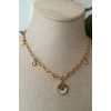 yuvarlak tasarim ince gold zincirli zirkon ay tasli altin renkli kaliteli paslanmaz celik kolye stainless stell