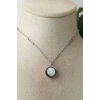 yuvarlak tasarim ince silver zincirli gumus renkli akik tasli kaliteli paslanmaz celik kolye stainless stell