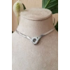yuvarlak tasarim italyan zincirli siyah zirkon tasli gumus renkli kaliteli paslanmaz celik kolye stainless stell
