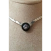 yuvarlak tasarim italyan zincirli siyah zirkon tasli gumus renkli kaliteli paslanmaz celik kolye stainless stell