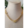 yuvarlak tasarim kalin gold zincirli tasli altin renkli kaliteli paslanmaz celik kolye stainless stell