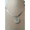 yuvarlak yildiz tasarim italyan zincirli beyaz tasli gumus renkli kaliteli paslanmaz celik kolye stainless stell