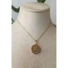 yuvarlak yonca tasarim ince gold zincirli zirkon tasli altin renkli kaliteli paslanmaz celik kolye stainless stell