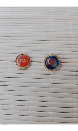 2 adet 100. yil ve Ata rozeti Sarrafiyeli Taki ceket yaka ignesi yaka rozeti