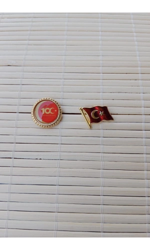 2 Adet 100.yil ve Dalgalanan Bayrak Sarrafiyeli taki ceket yaka ignesi yaka rozeti