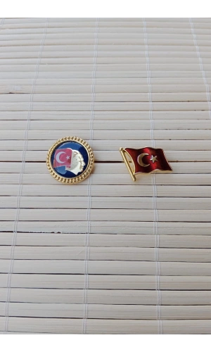 2 Adet Ata rozeti Dalgalanan Bayrak Sarrafiyeli taki ceket yaka ignesi yaka rozeti