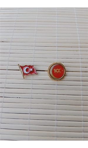 2 Adet Dalgalanan Bayrak 100.yil Sarrafiyeli Taki ceket yaka ignesi yaka rozeti