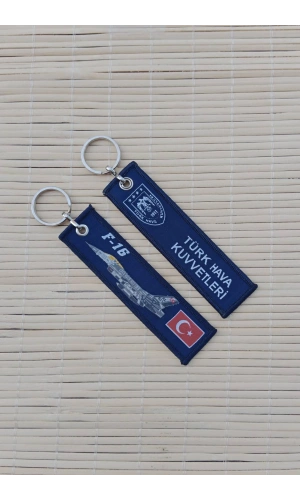 2 Adet F-16 Turk Hava Kuvvetleri yazili Lacivert beyaz nakis islemeli bez anahtarlik