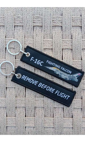 2 Adet F-16C Fighting Falcon Yazili Siyah Beyaz Nakis islemeli Bez Anahtarlik
