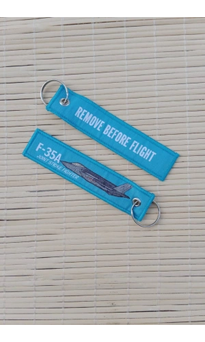 2 Adet F-35 A Remove Before Flight Joint Strike Fighter Yazili Mavi Beyaz Nakis islemeli Bez Anahtarlik