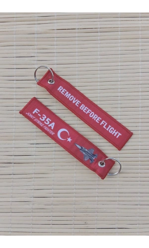 2 Adet F-35A Remove Before Flight Joint Strike Fighter Yazili Kirmizi Beyaz Nakis islemeli Bez Anahtarlik