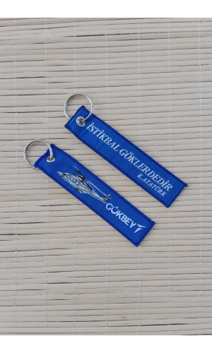 2 Adet Gokbey istikbal Goklerdedir Yazili Lacivert Beyaz Nakis islemeli Bez Anahtarlik