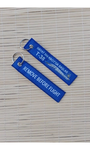 2 Adet Hayat 500 Knotda Baslar T-38 Yazili Lacivert Beyaz Nakis islemeli Bez Anahtarlik