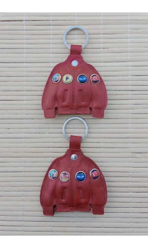 2 Adet Kirmizi Renkli ozel uretim Hakiki Deri Pilot Mont Hediyelik Anahtarlik