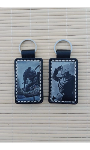 2 Adet ozel Tasarim F-4 Phantom Pilot Siluetli Hakiki Deri Hediyelik Anahtarlik