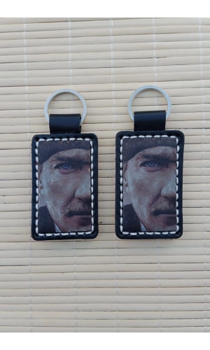 2 adet ozel uretim Ataturk Siluetli Ayyildiz Hakiki Deri Hediyelik Anahtarlik
