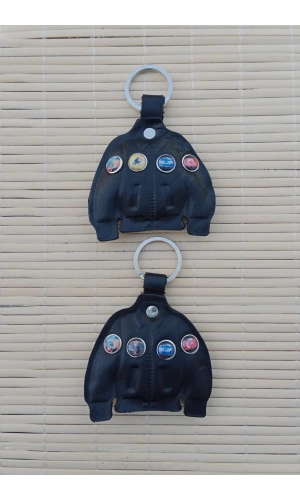 2 Adet Siyah Renkli ozel uretim Hakiki Deri Pilot Mont Hediyelik Anahtarlik