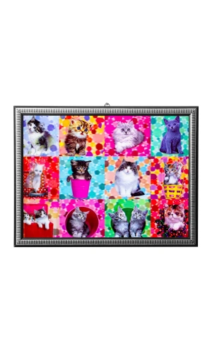 5d recine elmas boyama 180° hareketli 15 li sevimli kediler cerceveli tablo resim