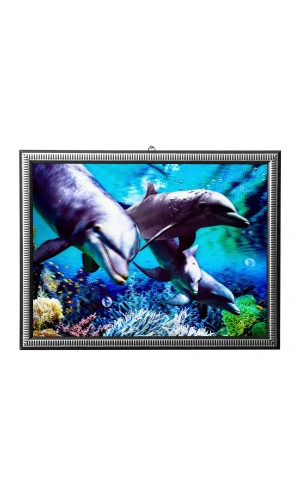 5d recine elmas boyama 180° hareketli 4 lu yunuslar cerceveli tablo resim