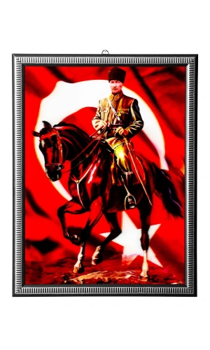 5d recine elmas boyama 180° hareketli at ustunde ataturk cerceveli tablo resim