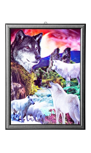 5d recine elmas boyama 180° hareketli daglardaki kurtlar cerceveli tablo resim