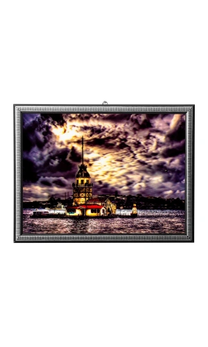 5d recine elmas boyama 180° hareketli istanbul kiz kulesi cerceveli tablo resim