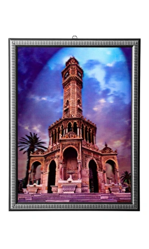 5d recine elmas boyama 180° hareketli izmir saat kulesi cerceveli tablo resim