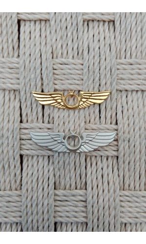 Hava Kuvvetleri Sari ve Beyaz Renkli Hava Pilot Kucuk Metal Gogus Brovesi