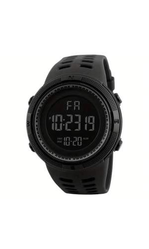 Acemi Bedelli Askerler icin Takvimli Alarmli Kronometreli Yumusak Klasik Siyah Kol Saati