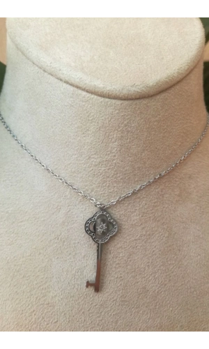anahtar tasarim ince silver zincirli gumus renkli kaliteli paslanmaz celik kolye stainless stell