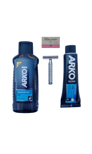 Arko Men Cool Tras Kolonyasi Arko Men Cool Tras Kremi Jel Orak Paslanmaz Krom Tras Makinasi Perma Sharp Yaprak Jilet Tras Seti