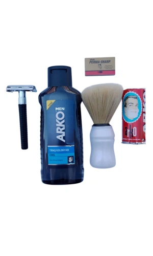 Arko Men Cool Tras Kolonyasi Orak Plastik Sapli Tras Makinasi Perma Sharp Jilet Arko Berber Tras Sabunu Sakal Fircasi Tras Seti