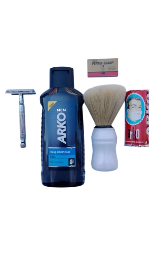 Arko Men Cool Tras Kolonyasi Tima 777 tras makinasi Perma Sharp Jilet Arko Berber Tras Sabunu Tras Fircasi Tras Seti