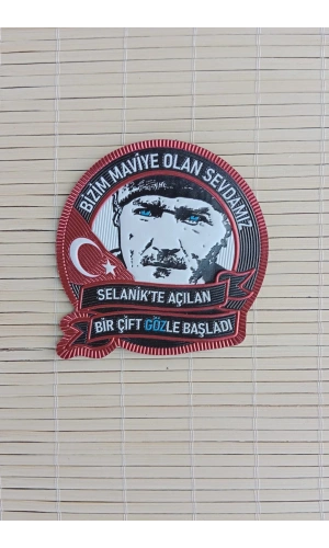 ataturk resimli kirmizi zemin bizim maviye olan sevdamiz 3d tpu termoplastik silikon kabartma nakis islemeli arma pec patch