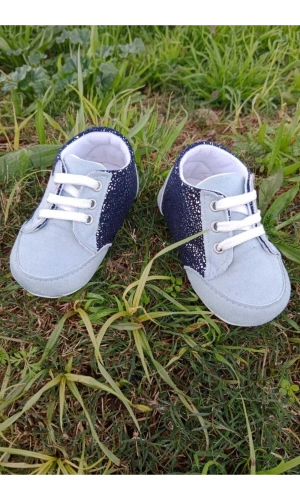 bebe mavi renkli ici pamuklu organik cocuk bebek ilkadim bagcikli patik sneaker casual ayakkabi