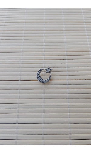 beyaz renkli beyaz tasli ayyildiz ceket yaka ignesi yaka rozeti