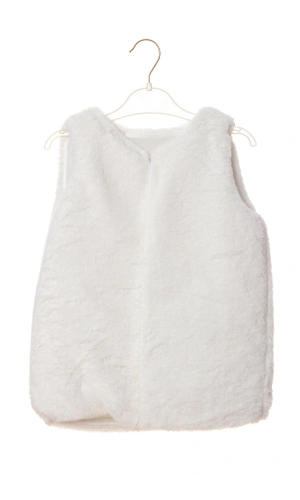 beyaz renkli kaliteli pamuklu kiz cocuk kolsuz pelus yelek