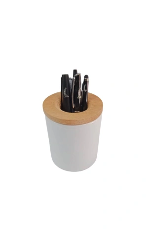Beyaz Renkli Ozel Tasarim Seramik Buyuk Kalemlik