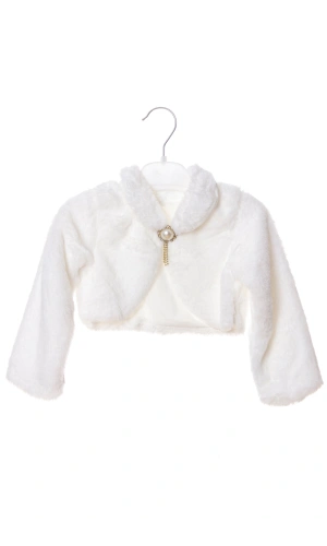 beyaz renkli uzun kollu pamuklu kiz cocuk bolero yelek