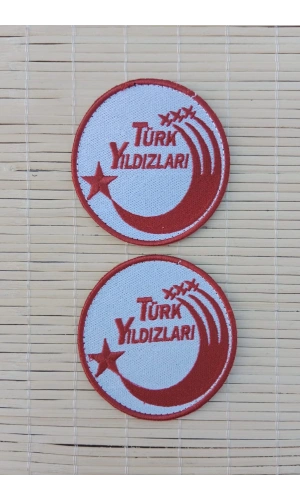 beyaz zemin kirmizi nakis islemeli turk yildizlari arma pec patch