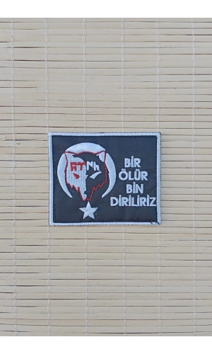 bir olur bin diriliriz siyah zemin beyaz nakis islemeli arma patch pec