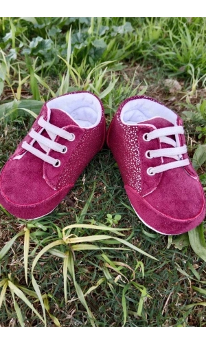 bordo renkli ici pamuklu organik cocuk bebek ilkadim bagcikli patik sneaker casual ayakkabi