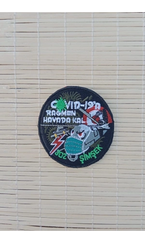 covid 19 a ragmen havada kal 902 simsek siyah zemin nakis islemeli arma patch pec