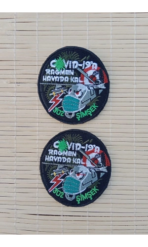 covid 19a ragmen havada kal 902 simsek siyah zemin nakis islemeli arma pec patch